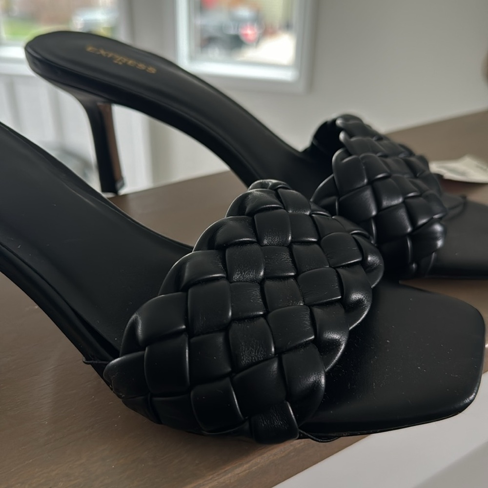 Express Quilted Square Toe Heeled Sandals - Picture 2 of 6